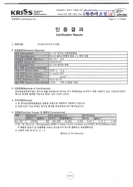 방사능 검사 결과보고서